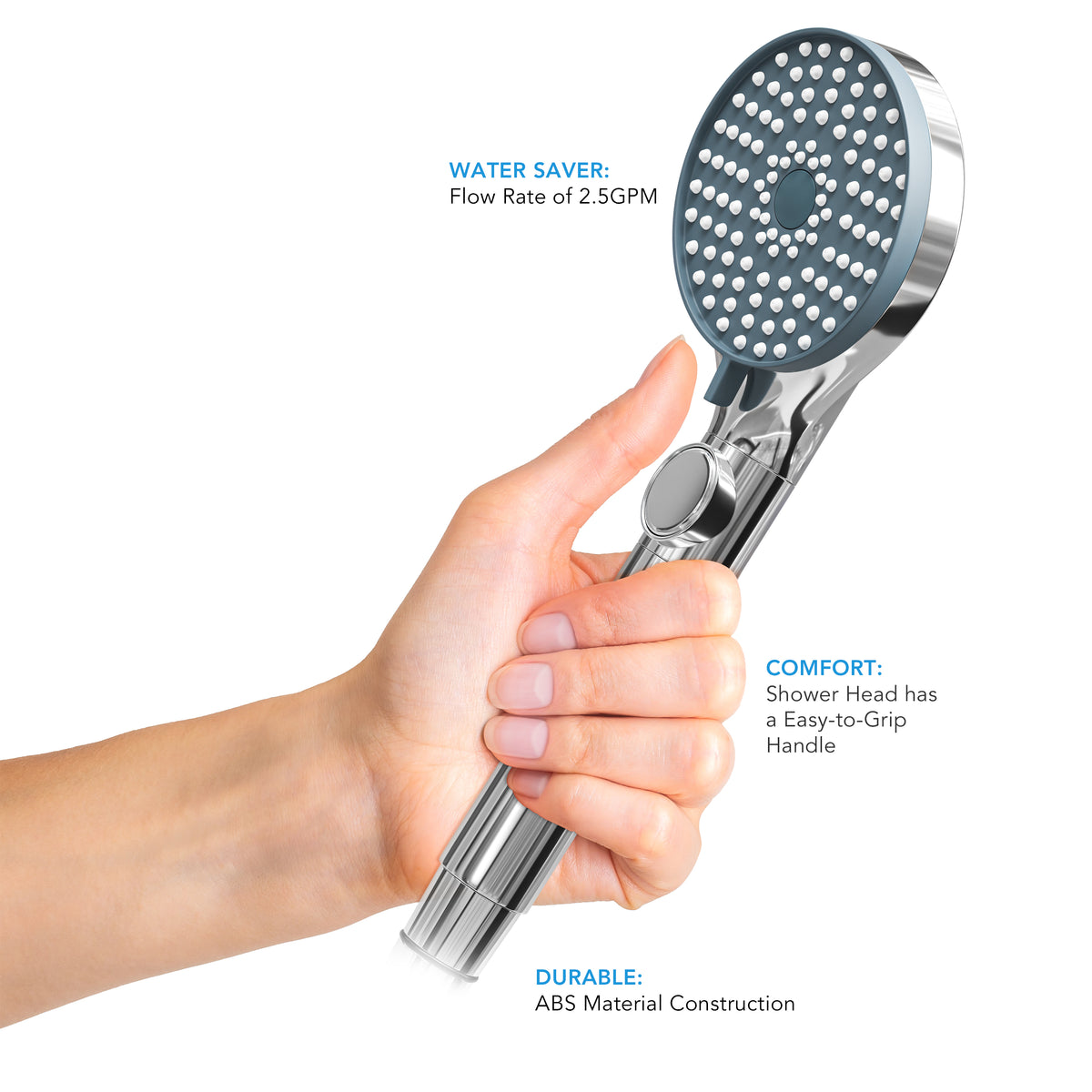 Leisure Coachworks RV Exterior Shower Head Hose Kit Replacement for Cowboy Shower Metallic Hose 10.94 Inch x 3.75 Inch (Chrome)