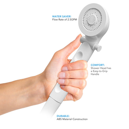 Leisure Coachworks RV Exterior Shower Head Hose Kit Replacement for Cowboy Shower ABS Hose 7.83 Inch x 2.25 Inch (White)
