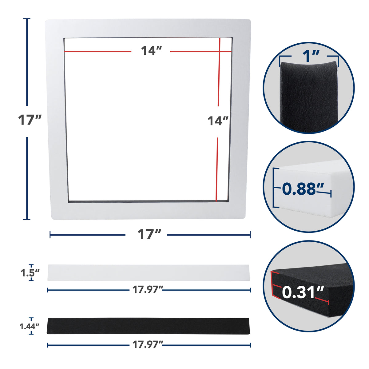 Leisure Coachworks RV Gasket Kit for 14 Inch x 14 Inch Roof Air Conditioner Universal (White)