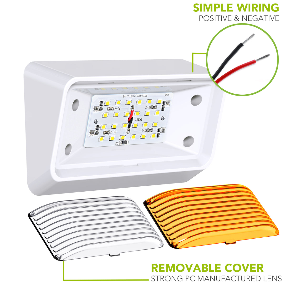 Leisure LED 12V RV Exterior LED Porch Light Cool White with Amber Lens 6 Inch (White)