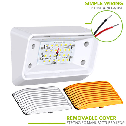 Leisure LED 12V RV Exterior LED Porch Light Cool White with Amber Lens 6 Inch (White)