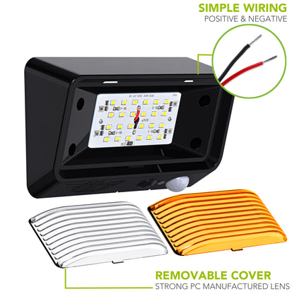 Leisure LED 12V RV Exterior LED Porch Light Cool White with Switch Amber Lens Motion Sensor 6 Inch (White)