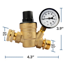 Leisure Coachworks RV Water Pressure Regulator Gauge Adjustable 4 Inch (Brass)