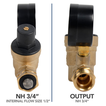 Leisure Coachworks RV Water Pressure Regulator Gauge Adjustable 4 Inch (Brass)