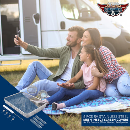 Leisure Coachworks RV Bug Screen Kit for Refrigerator Water Heater and Furnace Vent Mesh Screens 6 Piece Set (Metal)