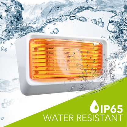 Leisure LED 12V RV Exterior LED Porch Light Cool White with Amber Lens Night Sensor 6 Inch (White)
