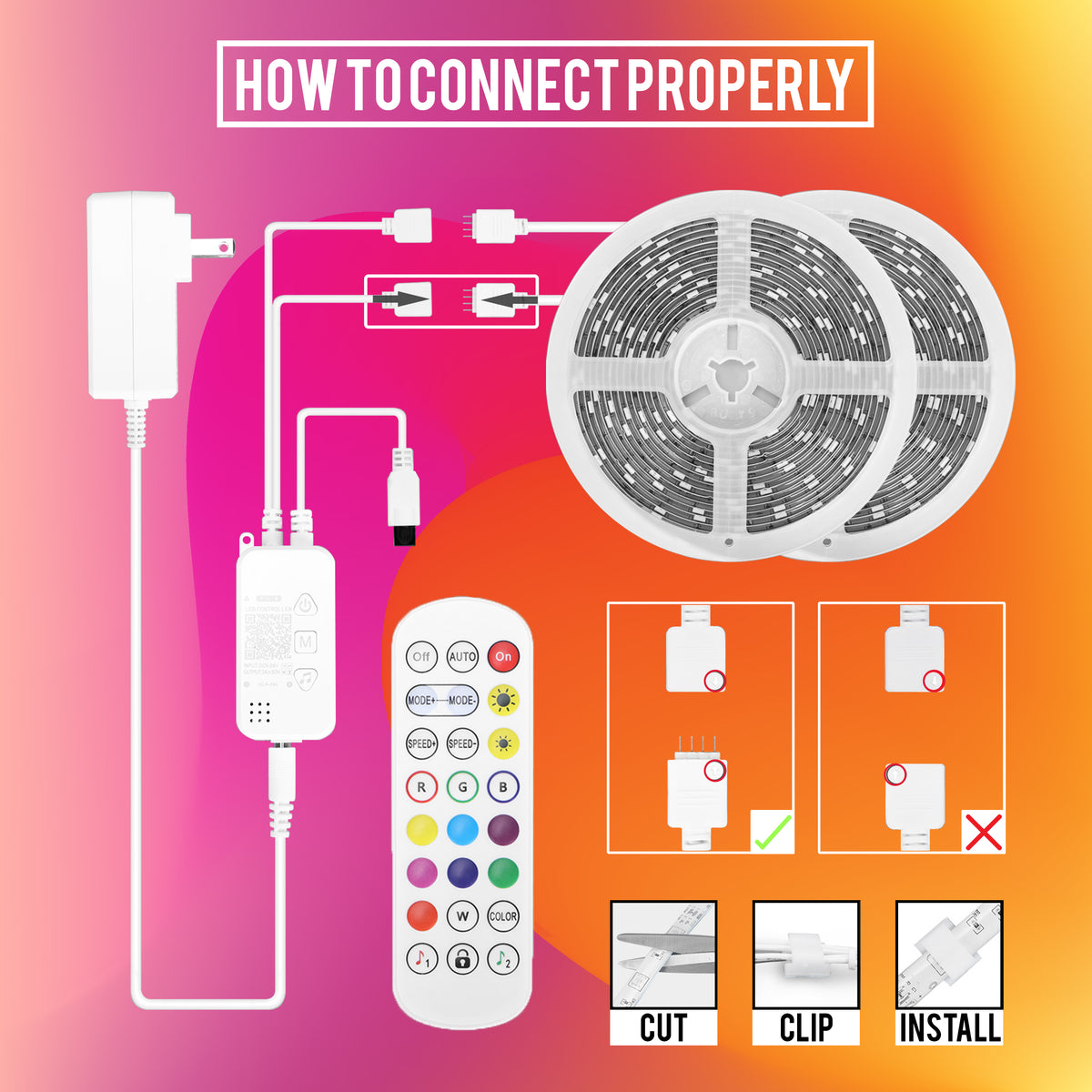 Leisure LED 12V RV Interior LED Strip Accent Lights Multi-Color Slide Remote and Phone App Control 32.8 Feet (White)