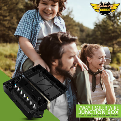 Leisure Cords 7 Way Inline Trailer Junction Box 6 Inch (Black)