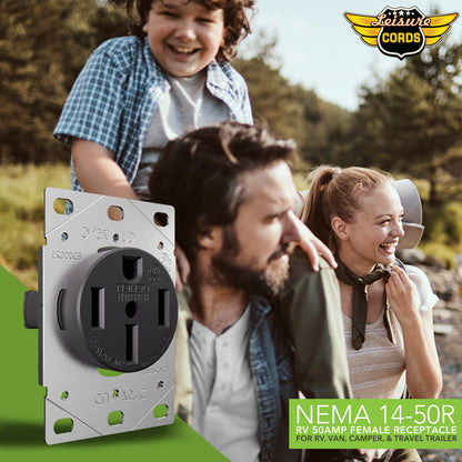 Leisure Cords 50AMP RV Replacement Power Receptacle NEMA 14-50R 3 Inch (Grey)