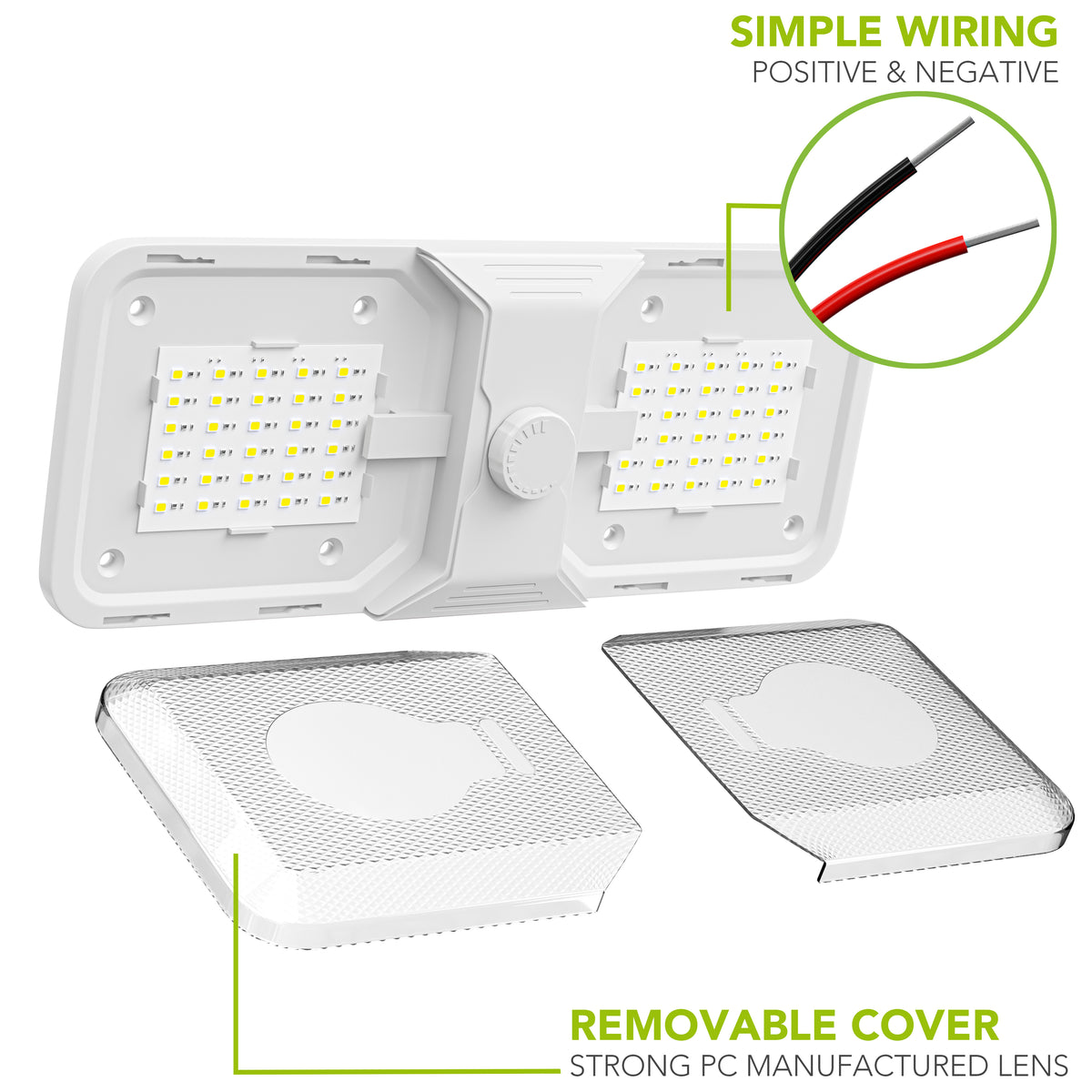 Leisure LED 12V RV LED Double Dome Light Cool White Knob Dimmer Switch Clear Lens 11 Inch (White)