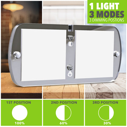Leisure LED 12V RV LED Double Dome Light Multi-Color Touch Dimmer Switch Frosted Lens 7 Inch (Chrome)