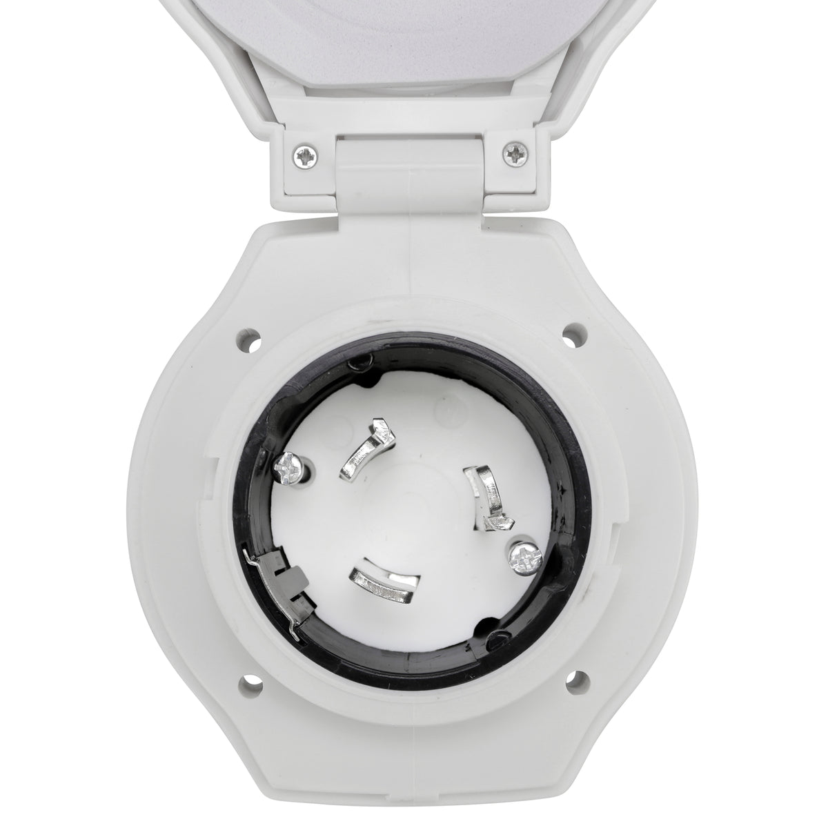 Leisure Cords 50AMP RV Power Inlet Twist Locking LED Indicator NEMA SS2-50P 5 Inch (White)
