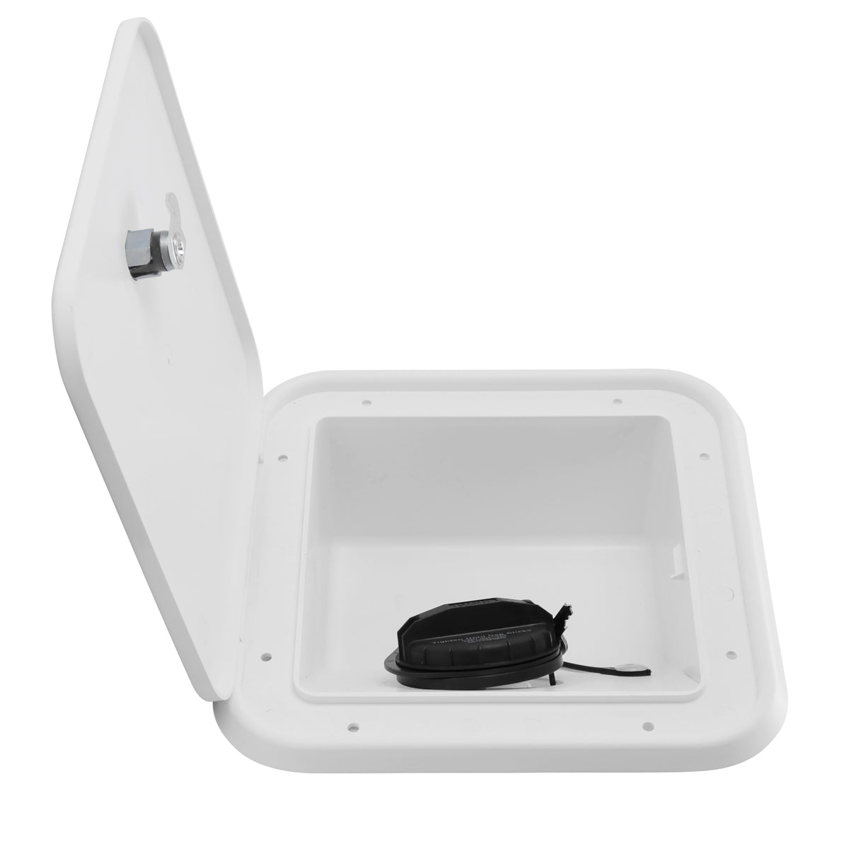 White diesel fuel fill door 9 inch 1/2 x 9 inch 1/2 outside dimension polar white