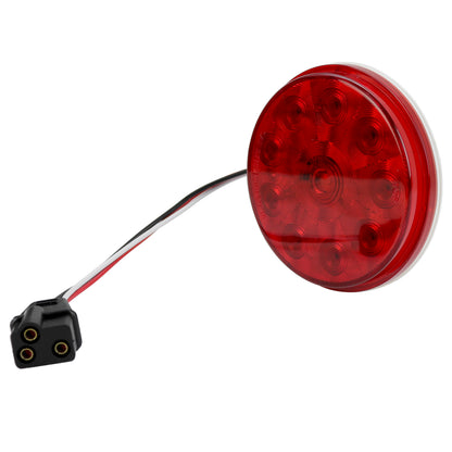 Leisure LED 12V RV Exterior LED Rear Brake Light Round Cool White with Red Lens 4 Inch (Red)