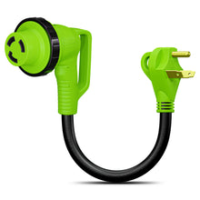 Leisure Cords 30AMP RV Dogbone Adapter Cord 90 Degree Handles Twist Locking NEMA TT-30P to L5-30R 12 Inch (Green)