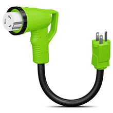 Leisure Cords 50AMP RV Dogbone Adapter Cord 90 Degree Handles Twist Locking NEMA 5-15P to SS2-50R 12 Inch (Green)