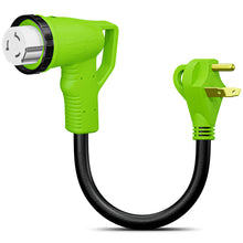 Leisure Cords 50AMP RV Dogbone Adapter Cord 90 Degree Handles Twist Locking NEMA TT-30P to SS2-50R 12 Inch (Green)