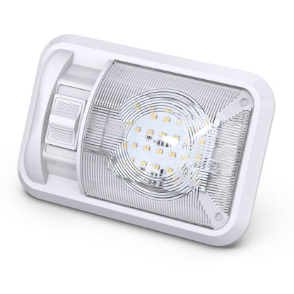 Leisure LED 12V RV LED Single Dome Light Natural White On Off Switch Clear Lens 8 Inch (White)