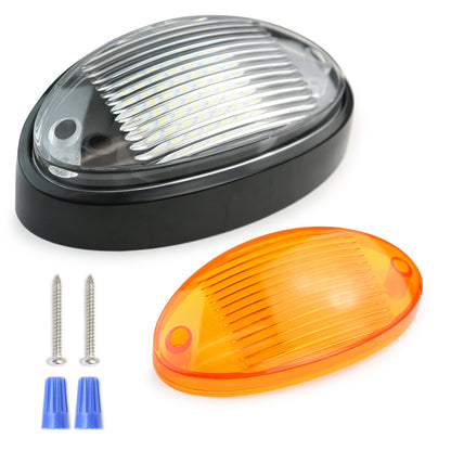 Leisure LED 12V RV Exterior LED Porch Light Oval Cool White with Amber Lens 6 Inch (White)