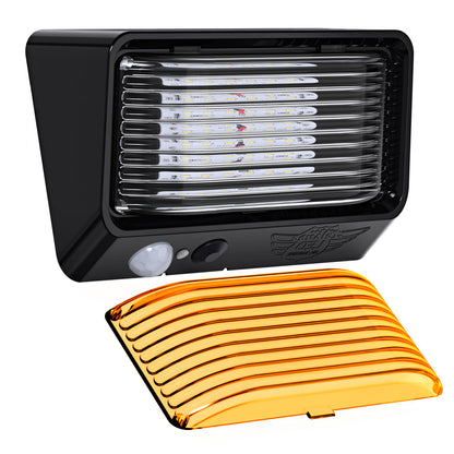 Leisure LED 12V RV Exterior LED Porch Light Cool White with Switch Amber Lens Motion Sensor 6 Inch (White)