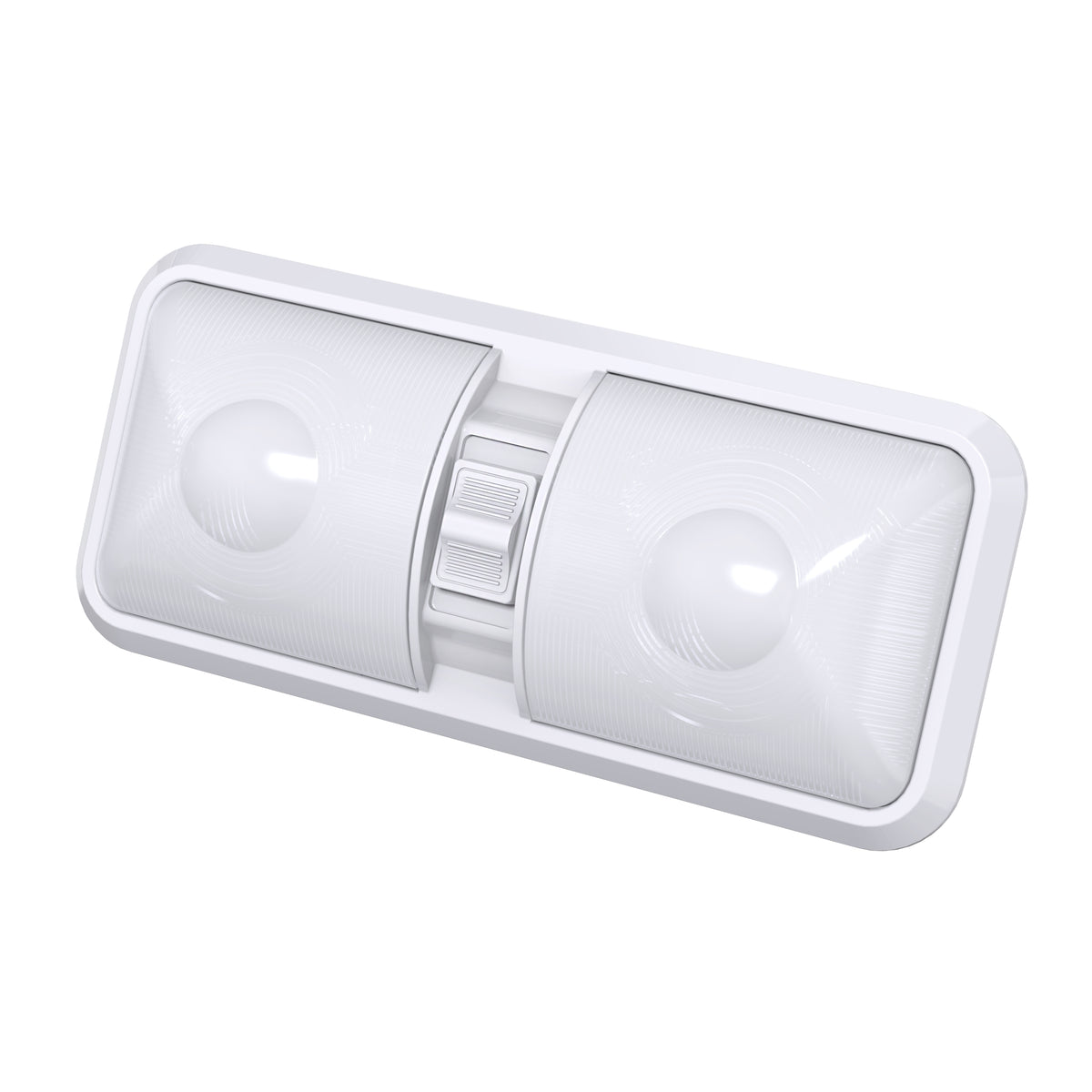 Leisure LED 12V RV LED Double Dome Light Natural White On Off Switch Frosted Lens 11 Inch (White)