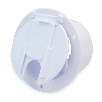 Leisure Cords RV Power Cord Utility Hatch Weatherproof Round Door 4.6 Inch x 2.6 Inch (White)