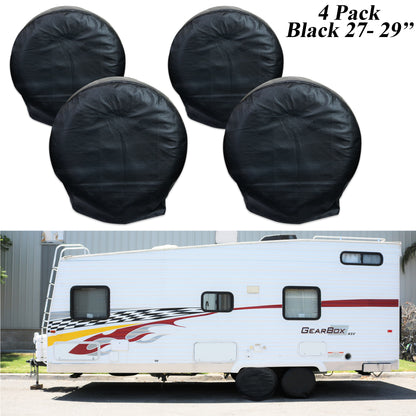 Leisure Coachworks RV Tire Cover Set for Tire Diameters 27 Inch x 29  Inch (Black)