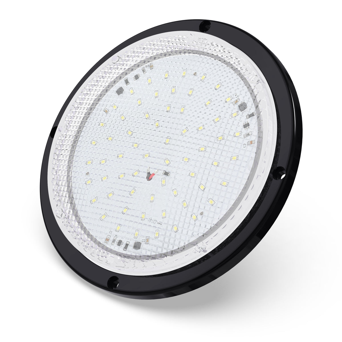 Leisure LED 12V RV Exterior LED Scare Light Round Cool White Clear Lens 600 Lumen 8 Inch (White)
