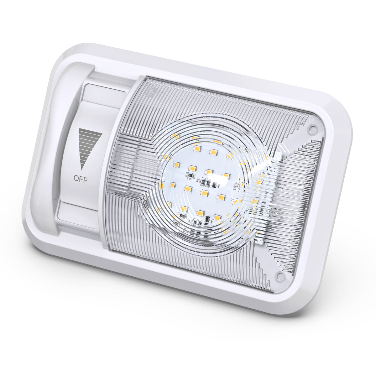 Leisure LED 12V RV LED Single Dome Light Natural White Dimmer Switch Clear Lens 8 Inch (White)