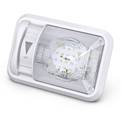 Leisure LED 12V RV LED Single Dome Light Natural White Dimmer Switch Clear Lens 8 Inch (White)