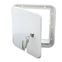 Leisure Cords RV Power Cord Utility Hatch Weatherproof Rectangle Door 6.88 Inch x 6.38 Inch (White)