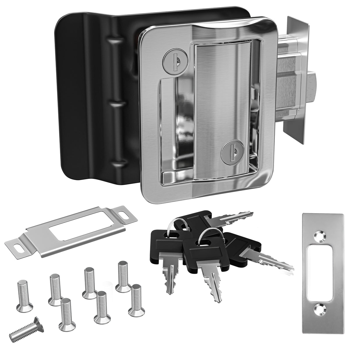 Leisure Locks RV Entry Door Lock with Paddle Deadbolt 2.5 Inch x 3.5 Inch (Chrome)