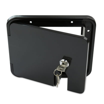 Leisure Cords RV Power Cord Utility Hatch Weatherproof Rectangle Door 7.63 Inch x 6.5 Inch (Black)