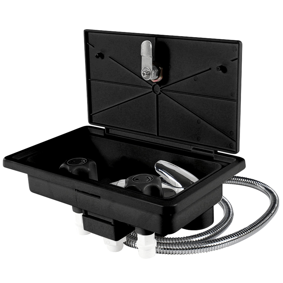 Leisure Coachworks RV Exterior Shower Box Kit for Cowboy Shower with Faucet Hose 10.5 Inch x 6.09 Inch (White)