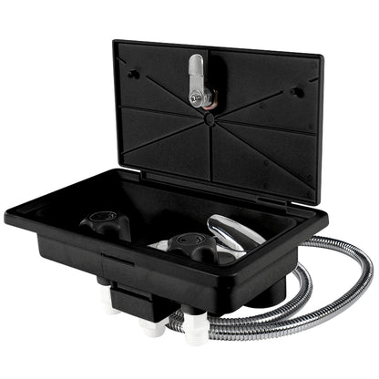 Leisure Coachworks RV Exterior Shower Box Kit for Cowboy Shower with Faucet Hose 10.5 Inch x 6.09 Inch (White)