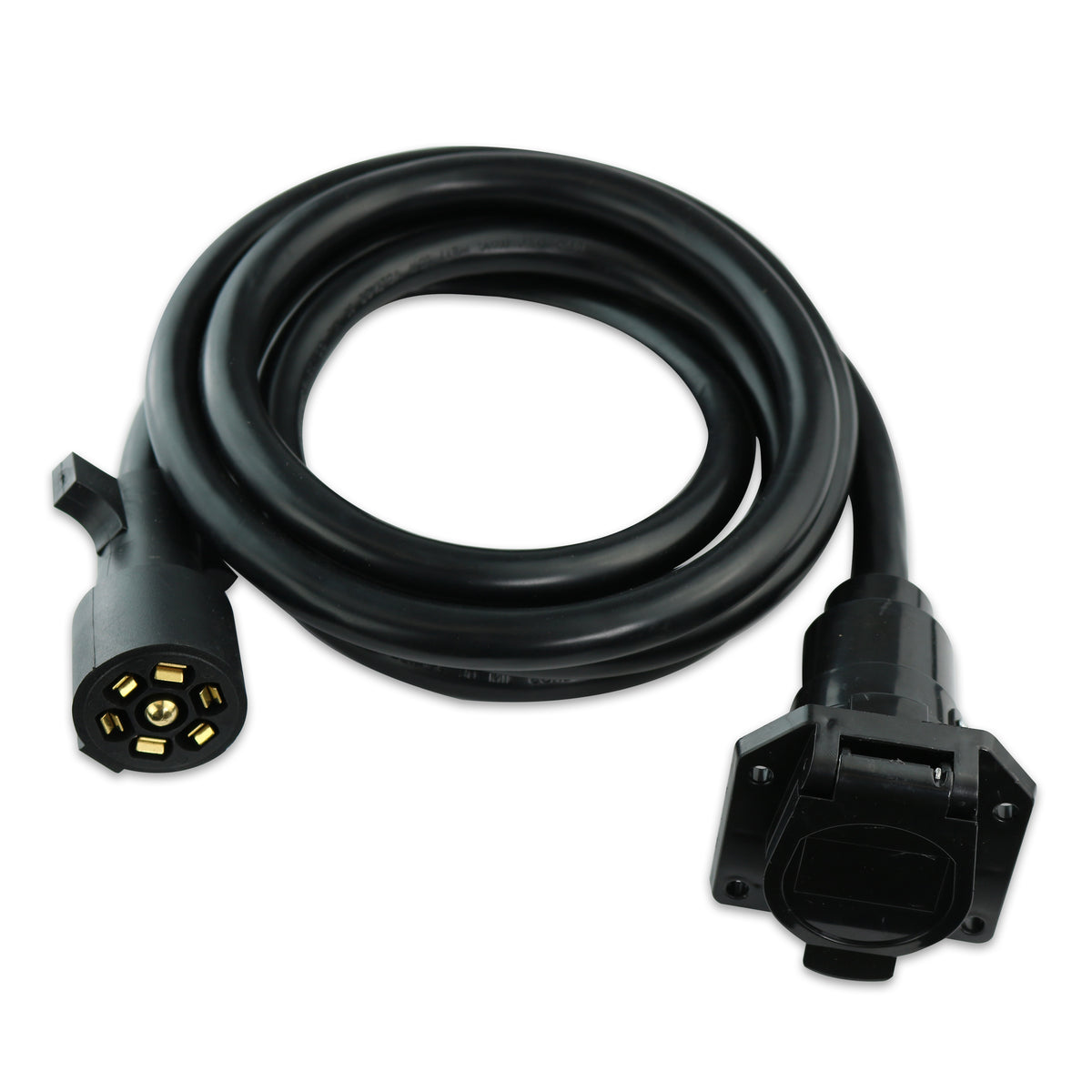 Leisure Cords 7 Way Inline Trailer Plug Extension Cord Inlet Socket 8 Feet (Black)
