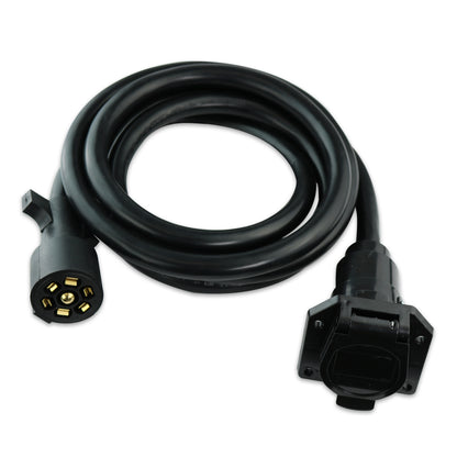 Leisure Cords 7 Way Inline Trailer Plug Extension Cord Inlet Socket 8 Feet (Black)
