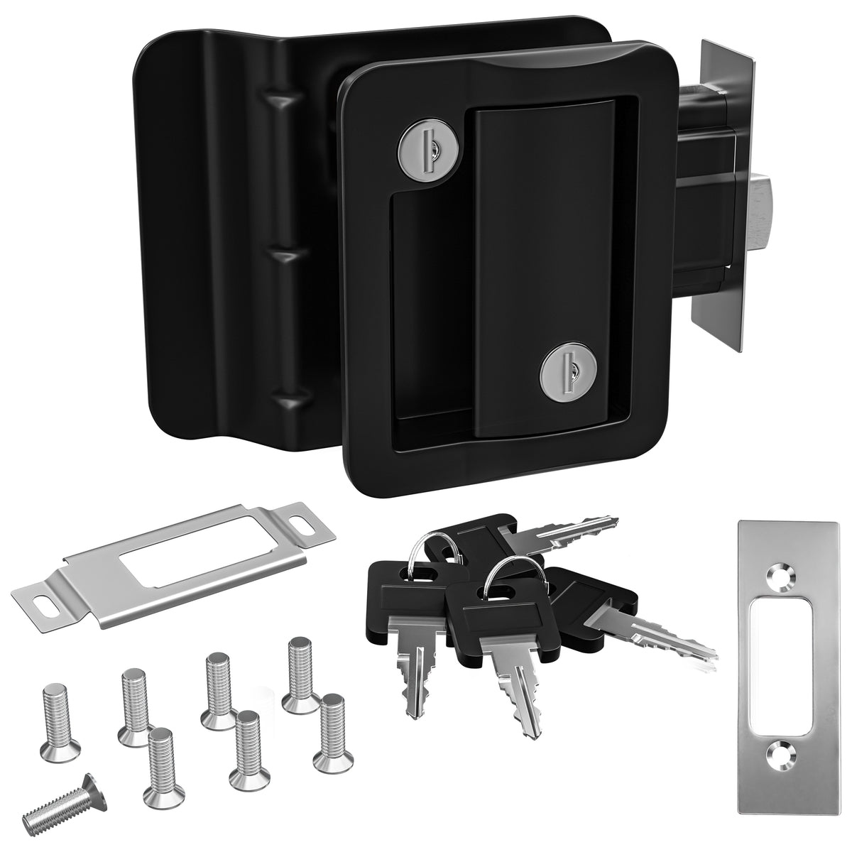 Leisure Locks RV Entry Door Lock with Paddle Deadbolt 2.5 Inch x 3.5 Inch (Black)