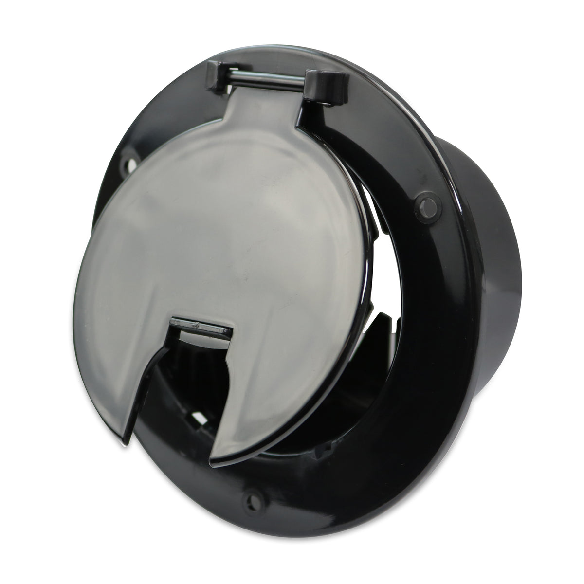 Leisure Cords RV Power Cord Utility Hatch Weatherproof Round Door 5.13 Inch x 2.38 Inch (Black)
