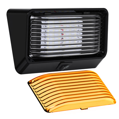 Leisure LED 12V RV Exterior LED Porch Light Cool White with Switch Amber Lens 6 Inch (White)