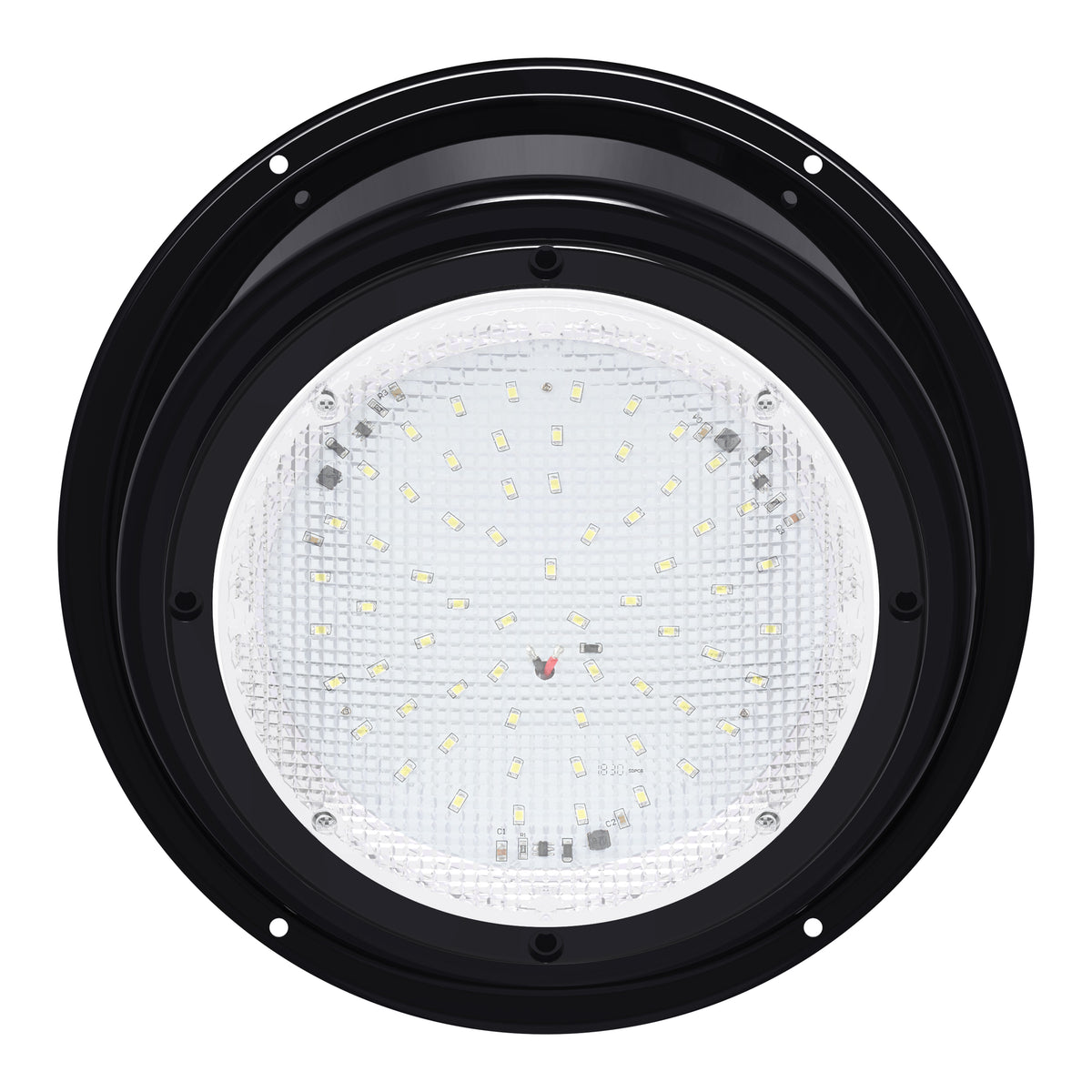 Leisure LED 12V RV Exterior LED Scare Light Round Cool White Clear Lens 600 Lumen with Bezel Kit 8 Inch (White)