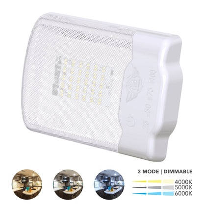 Leisure LED 12V RV LED Single Dome Light Multi-Color Touch Dimmer Switch Clear Lens 6 Inch (White)