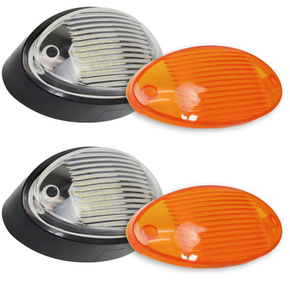 Leisure LED 12V RV Exterior LED Porch Light Oval Cool White with Amber Lens 6 Inch (White)