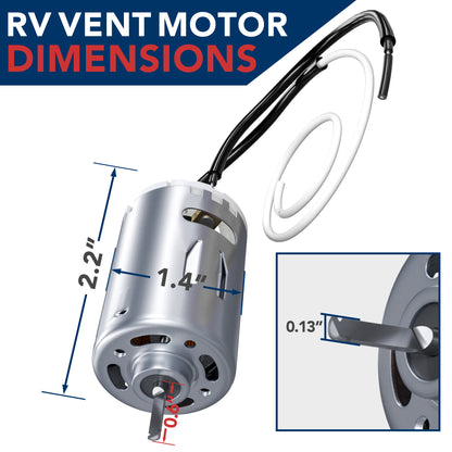 Leisure Coachworks RV Fan Motor with Fan Blade Kit Replacement for 12V Bathroom Vent D Shaft (Metal)