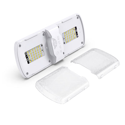 Leisure LED 12V RV LED Double Dome Light Multi-Color Touch Dimmer Switch Clear Lens 11 Inch (White)