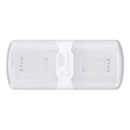 Leisure LED 12V RV LED Double Dome Light Multi-Color Touch Dimmer Switch Clear Lens 11 Inch (White)