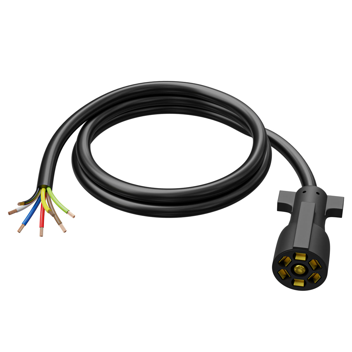Leisure Cords 7 Way Inline Trailer Plug Extension Cord Wiring Harness 4 Feet (Black)