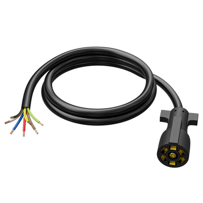 Leisure Cords 7 Way Inline Trailer Plug Extension Cord Wiring Harness 4 Feet (Black)