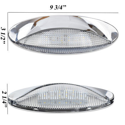 Leisure LED 12V RV Exterior LED Porch Light Euro Cool White with Switch Clear Lens 9 Inch (White)