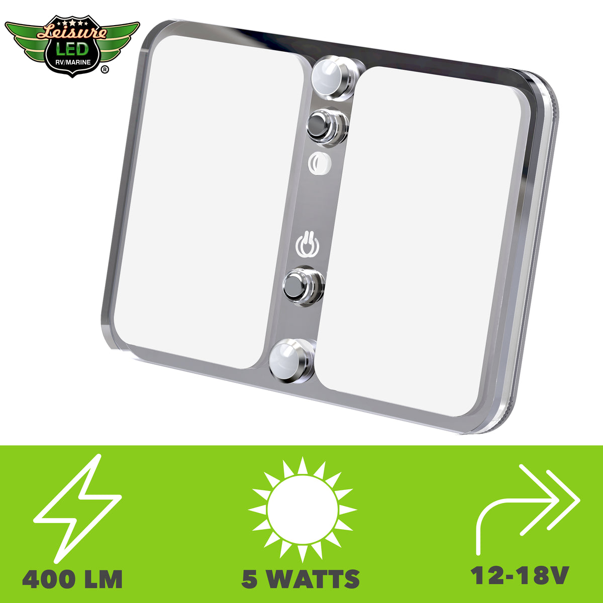 Leisure LED 12V RV LED Single Dome Light Multi-Color Touch Dimmer Switch Frosted Lens 4 Inch (Chrome)